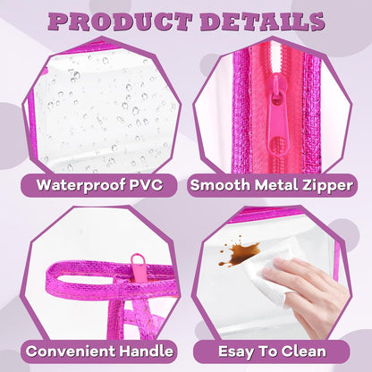 5 Pack Clear Cosmetic Bags Makeup Bags Set Waterproof PVC Clear Toiletry Bag with Zipper, Makeup Organizer Storage Pouches Fit Carry-on Travel Essentials
