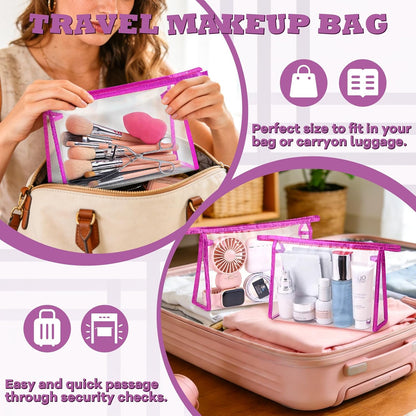 5 Pack Clear Cosmetic Bags Makeup Bags Set Waterproof PVC Clear Toiletry Bag with Zipper, Makeup Organizer Storage Pouches Fit Carry-on Travel Essentials