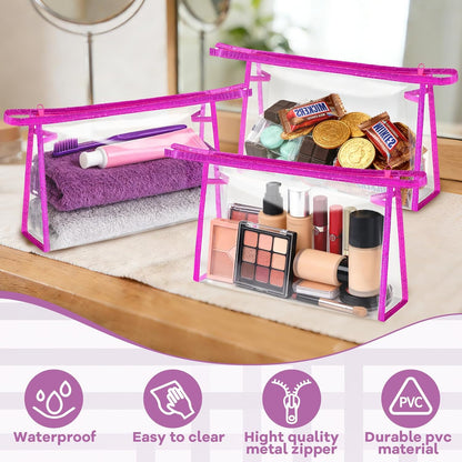 5 Pack Clear Cosmetic Bags Makeup Bags Set Waterproof PVC Clear Toiletry Bag with Zipper, Makeup Organizer Storage Pouches Fit Carry-on Travel Essentials