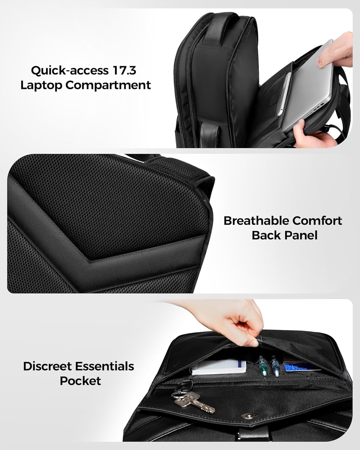 CLASSIC Personal Item Backpack with Detachable Tech Organizer | TSA Approved 18x14x8 Underseat Travel Backpack for Frontier, Water Resistant Business Carry on Bag, Airlines, Fits 17" Laptop