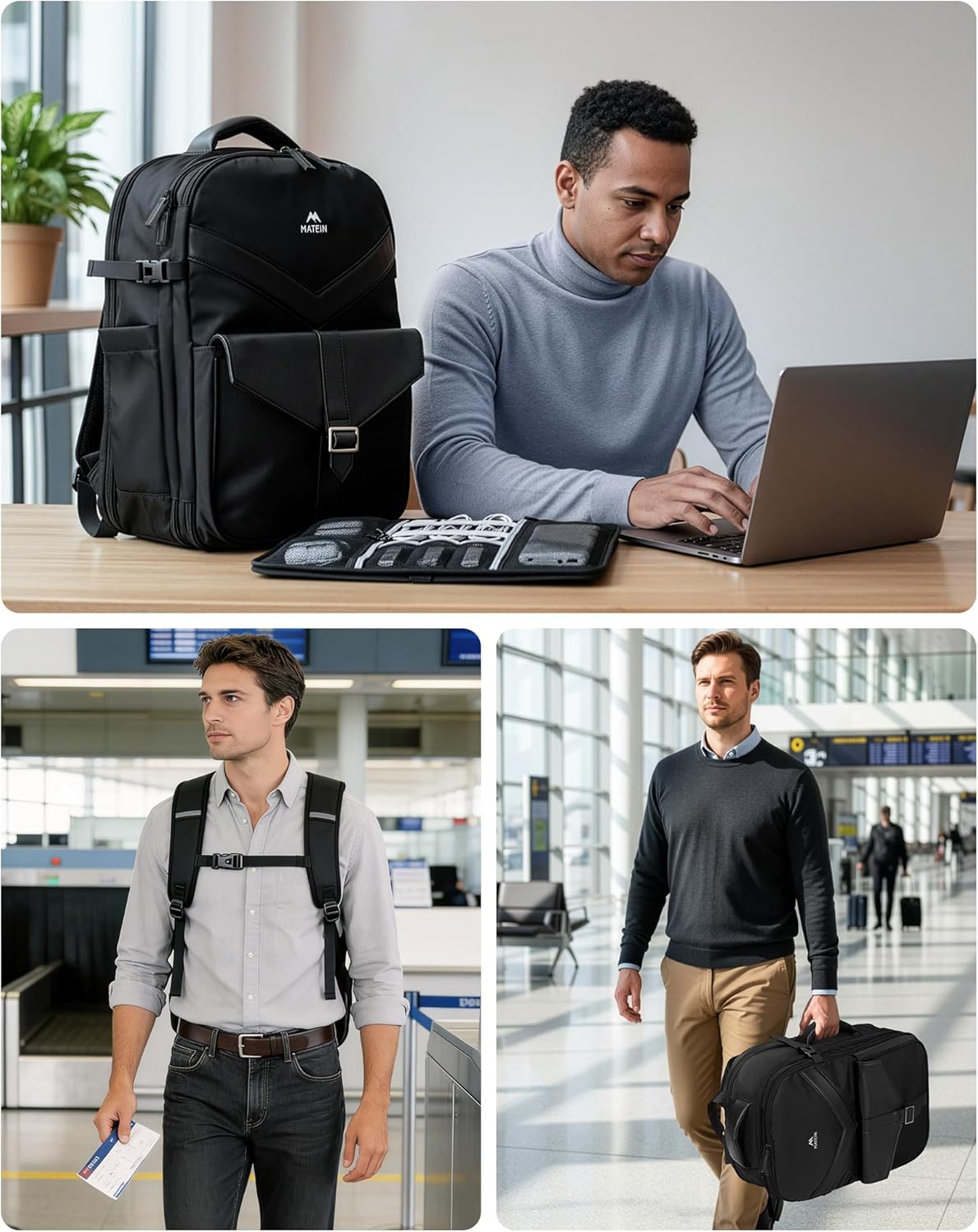 CLASSIC Personal Item Backpack with Detachable Tech Organizer | TSA Approved 18x14x8 Underseat Travel Backpack for Frontier, Water Resistant Business Carry on Bag, Airlines, Fits 17" Laptop