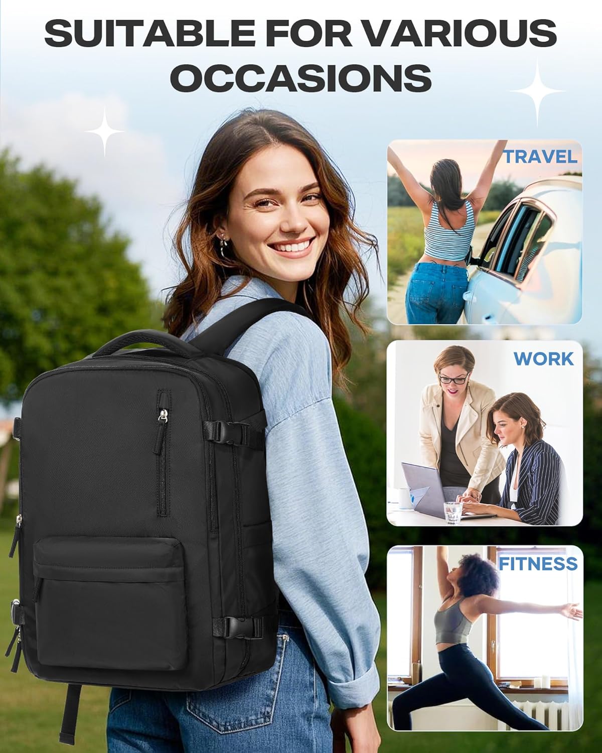 Vacuum Backpack with Pump, Expandable Carry On Travel Backpack | 15.6" Laptop Compartment, Vacuum Compression System, Water-Resistant, Shoe Compartment & USB Charging Port, Beige