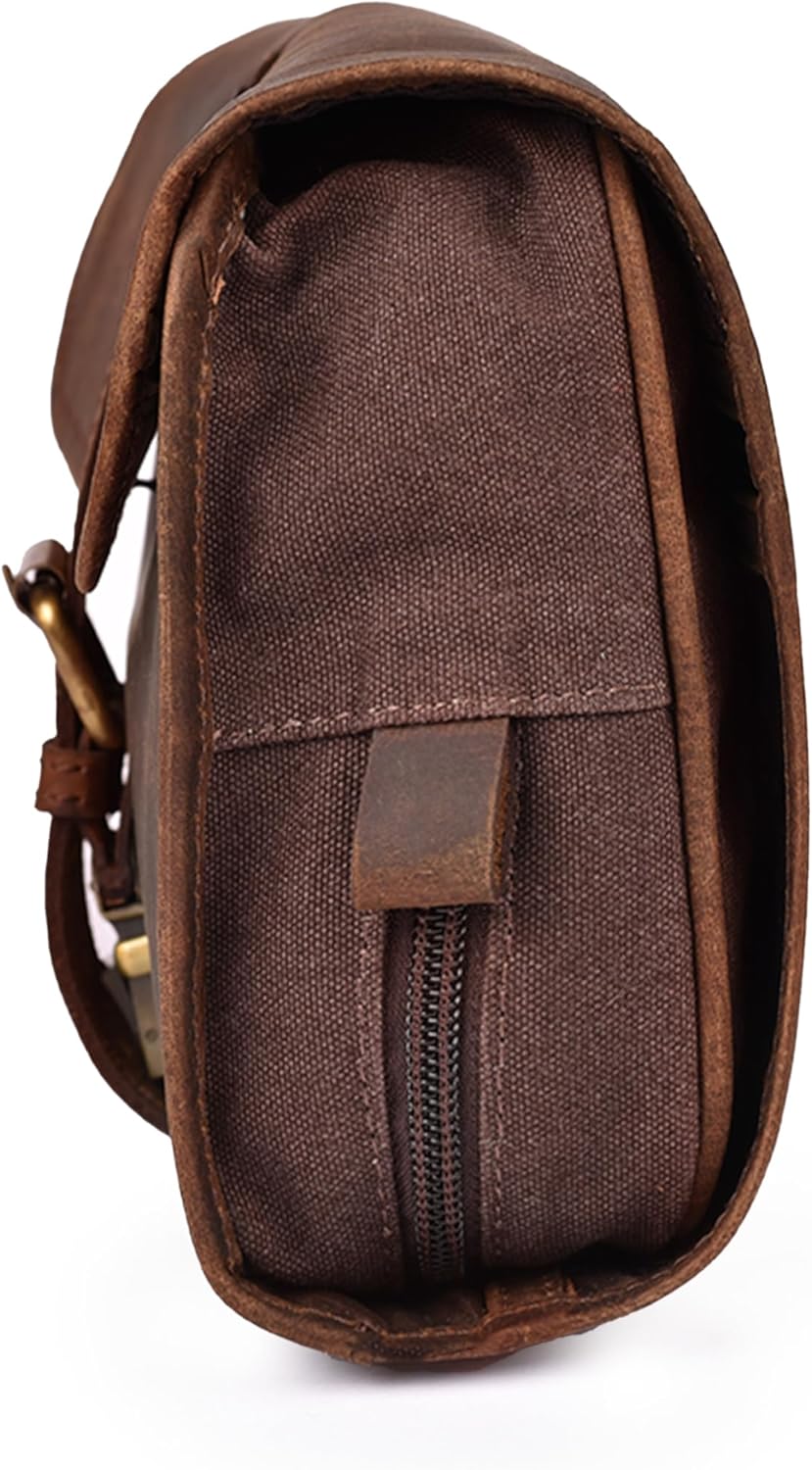 Hanging Genuine Leather Toiletry Bag for Men & Women with Waterproof Lining – Handcrafted Vintage Travel Dopp Kit, Shaving Organizer & Shower Bathroom Essentials Case - Brown