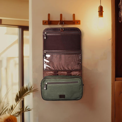 Hanging Genuine Leather Toiletry Bag for Men & Women with Waterproof Lining – Handcrafted Vintage Travel Dopp Kit, Shaving Organizer & Shower Bathroom Essentials Case - Brown