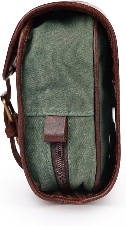 Hanging Genuine Leather Toiletry Bag for Men & Women with Waterproof Lining – Handcrafted Vintage Travel Dopp Kit, Shaving Organizer & Shower Bathroom Essentials Case - Brown