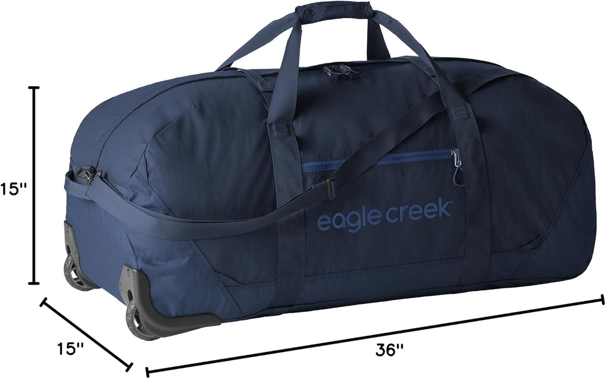 No Matter What Rolling Duffel - Durable Rolling Bag for Travel - Adjustable Shoulder Strap - Heavy Duty Wheels - Lockable Zippers - Multiple Carry Options - 130L - Smoke