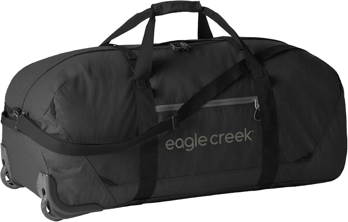 No Matter What Rolling Duffel - Durable Rolling Bag for Travel - Adjustable Shoulder Strap - Heavy Duty Wheels - Lockable Zippers - Multiple Carry Options - 130L - Smoke