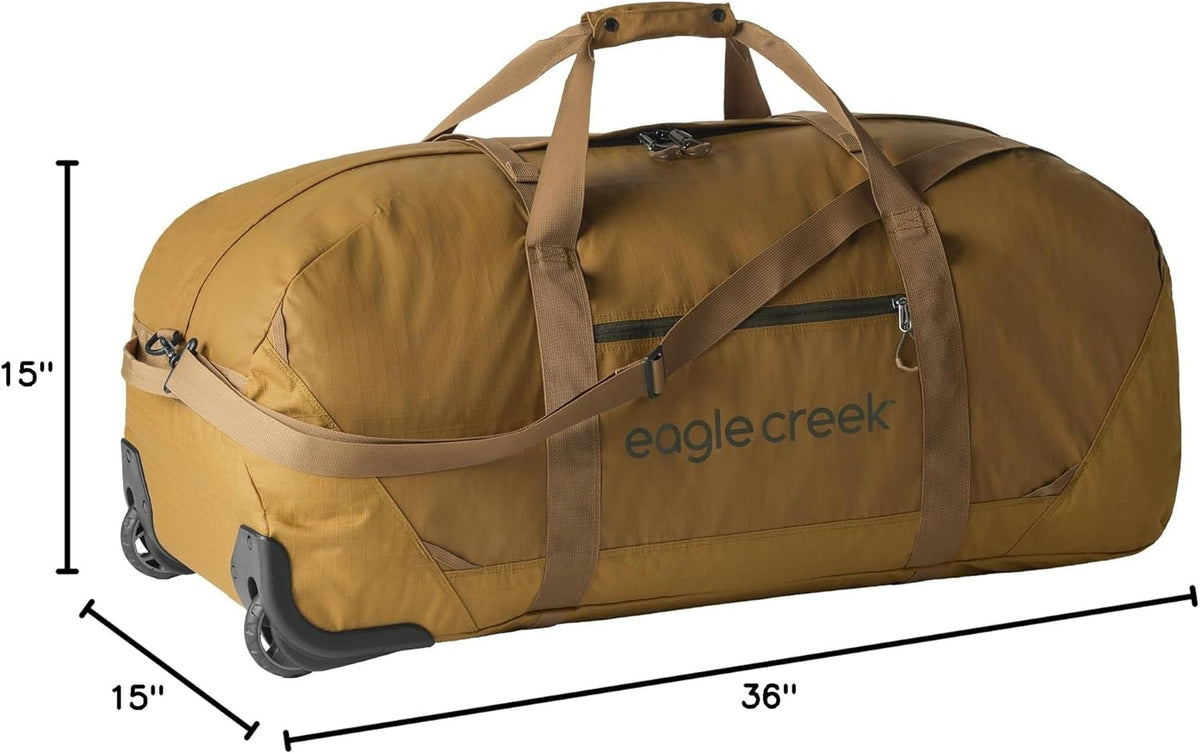 No Matter What Rolling Duffel - Durable Rolling Bag for Travel - Adjustable Shoulder Strap - Heavy Duty Wheels - Lockable Zippers - Multiple Carry Options - 130L - Smoke