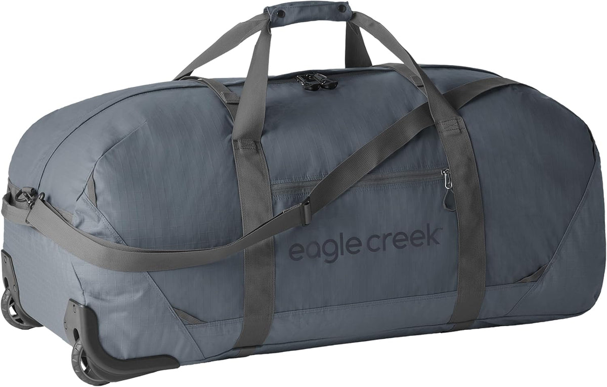 No Matter What Rolling Duffel - Durable Rolling Bag for Travel - Adjustable Shoulder Strap - Heavy Duty Wheels - Lockable Zippers - Multiple Carry Options - 130L - Smoke