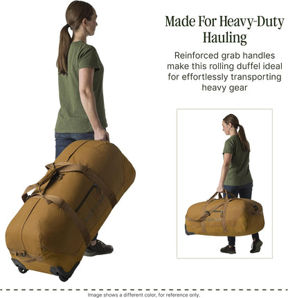 No Matter What Rolling Duffel - Durable Rolling Bag for Travel - Adjustable Shoulder Strap - Heavy Duty Wheels - Lockable Zippers - Multiple Carry Options - 130L - Smoke