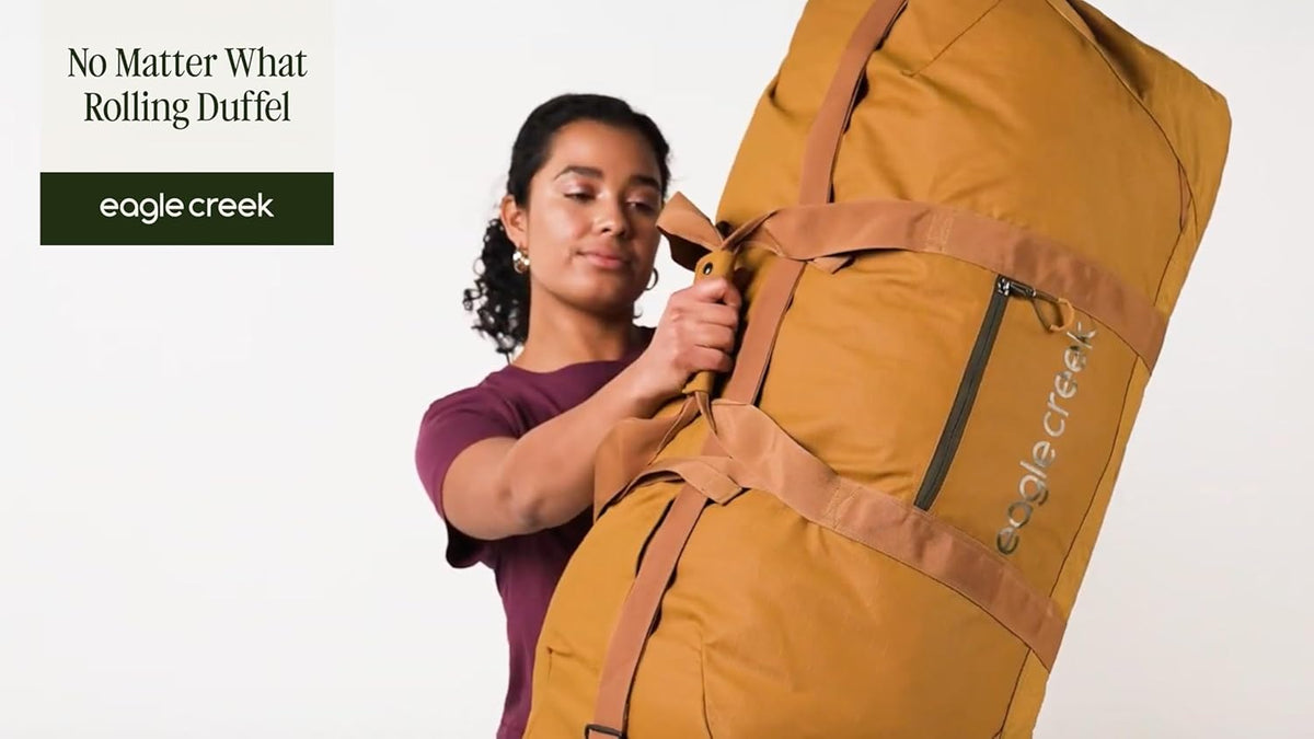 No Matter What Rolling Duffel - Durable Rolling Bag for Travel - Adjustable Shoulder Strap - Heavy Duty Wheels - Lockable Zippers - Multiple Carry Options - 130L - Smoke