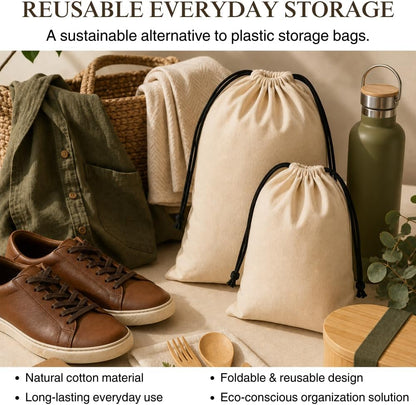 3 Pack Shoe Bags for Travel, Drawstring Portable Shoe Bags for Storage, Travel Essential Cotton Footwear Laundry Bag For Men & Women, Dustproof Reusable Organizer Bags for Sneakers: 23"x19"
