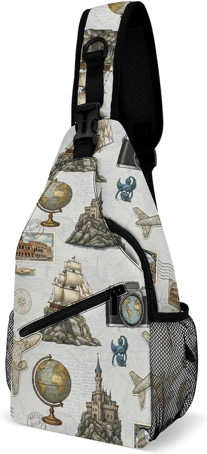 Sling Bag Crossbody for Women Men Travel Adventure Exploration Journey Lightweight Daypack, Adjustable Extender Strap Shoulder Backpack for Hiking Travel