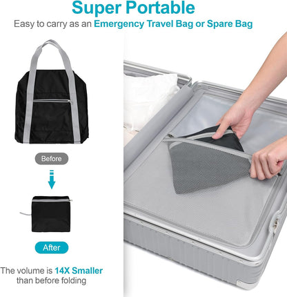 Spirit Airlines Personal Item Bag 18x14x8 Inch - 30L Carry on Personal Item Travel Bags for Short Trip, Lightweight Compact Underseat Foldable Travel Duffel Bags, Black