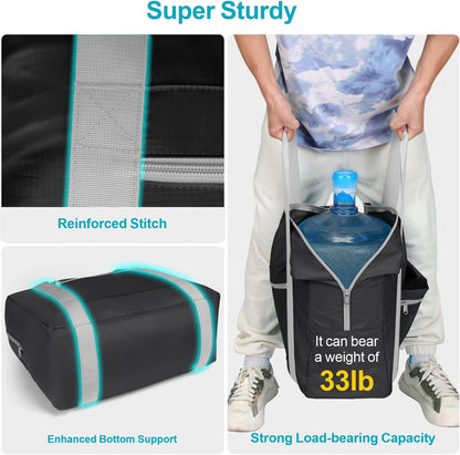 Spirit Airlines Personal Item Bag 18x14x8 Inch - 30L Carry on Personal Item Travel Bags for Short Trip, Lightweight Compact Underseat Foldable Travel Duffel Bags, Black