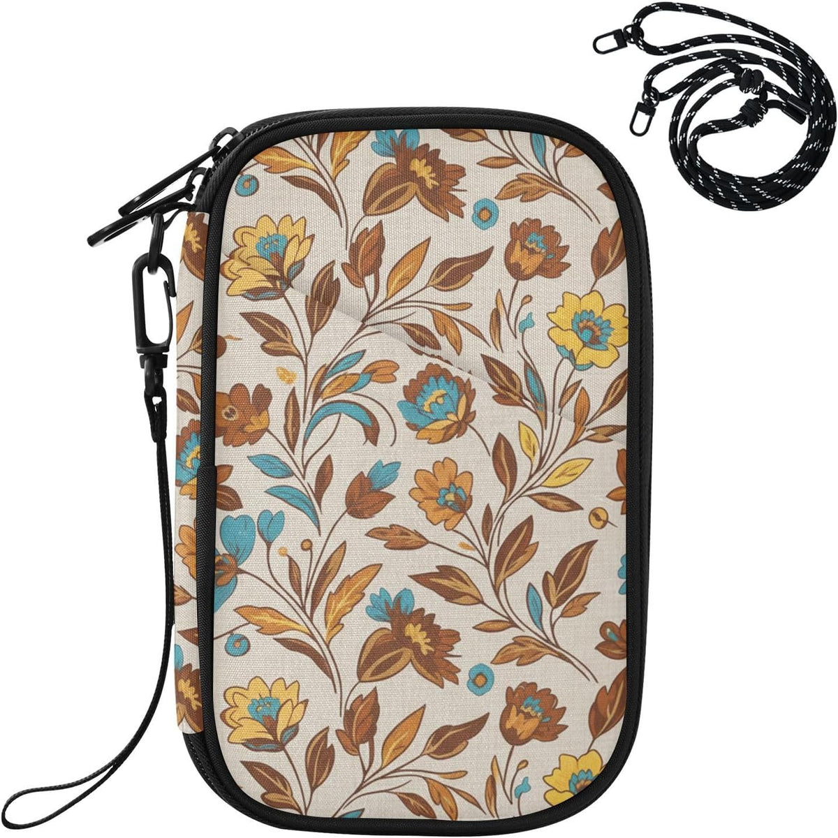 Flower Family Passport Holder for Travel | Document Organizer with Detachable Strap Holds 5 Passports for Men Women, Portable Wallet for Card Cash Tickets