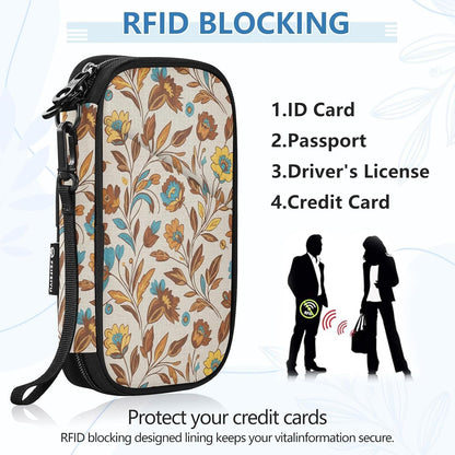 Flower Family Passport Holder for Travel | Document Organizer with Detachable Strap Holds 5 Passports for Men Women, Portable Wallet for Card Cash Tickets
