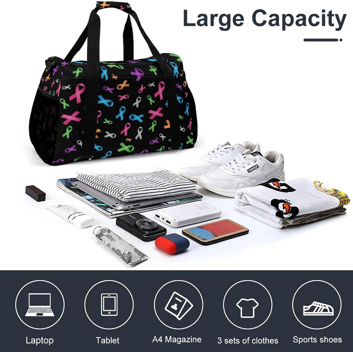 Travel and Gym Bag Duffel Easy Access Design Sports Weekender Overnight Carry On