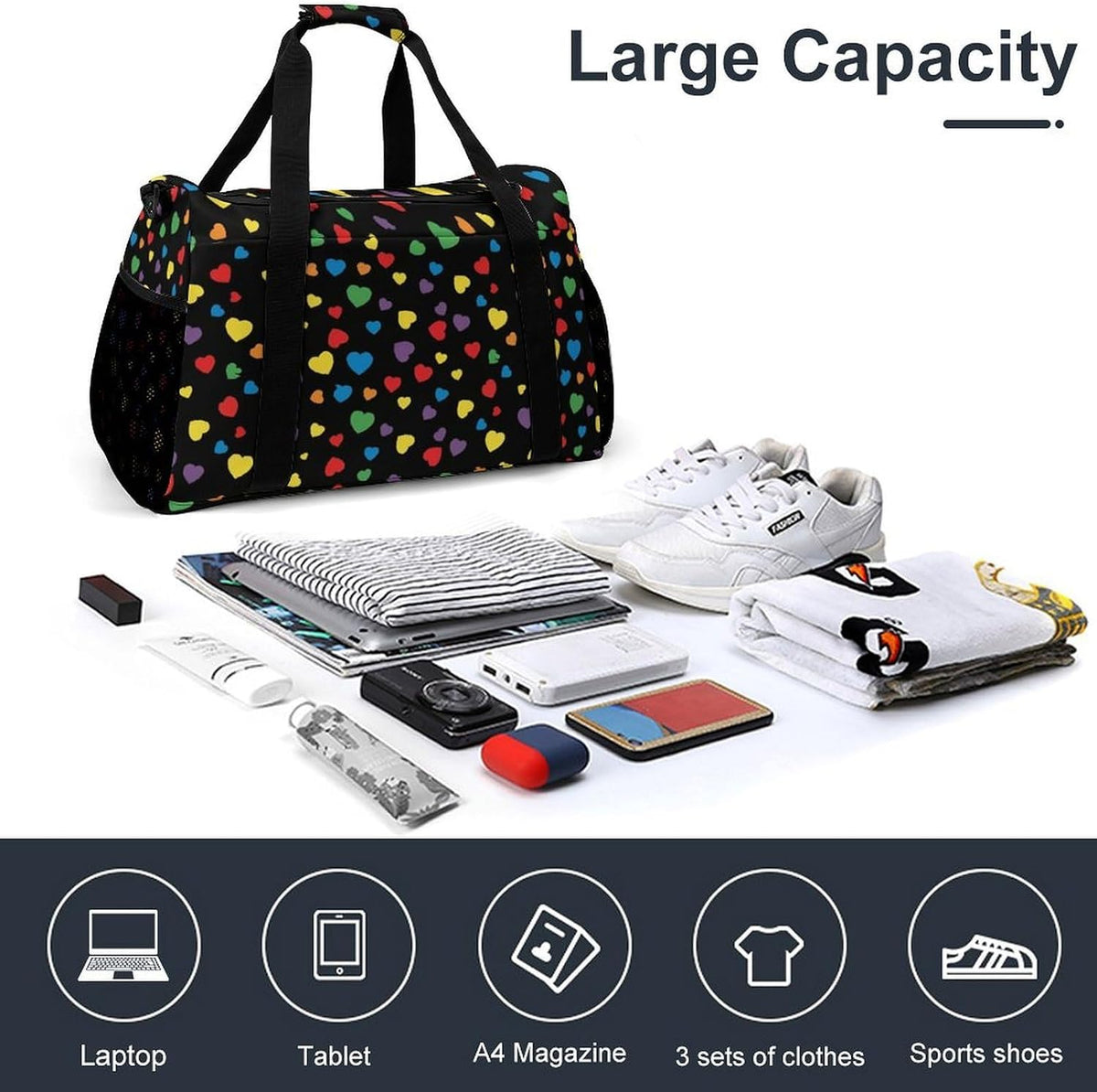 Travel and Gym Bag Duffel Easy Access Design Sports Weekender Overnight Carry On