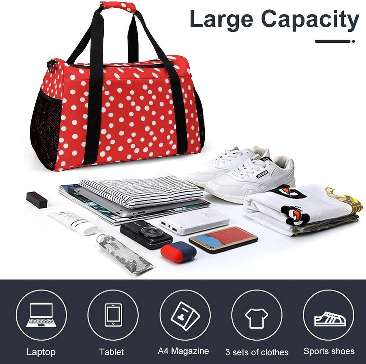 Travel and Gym Bag Duffel Easy Access Design Sports Weekender Overnight Carry On