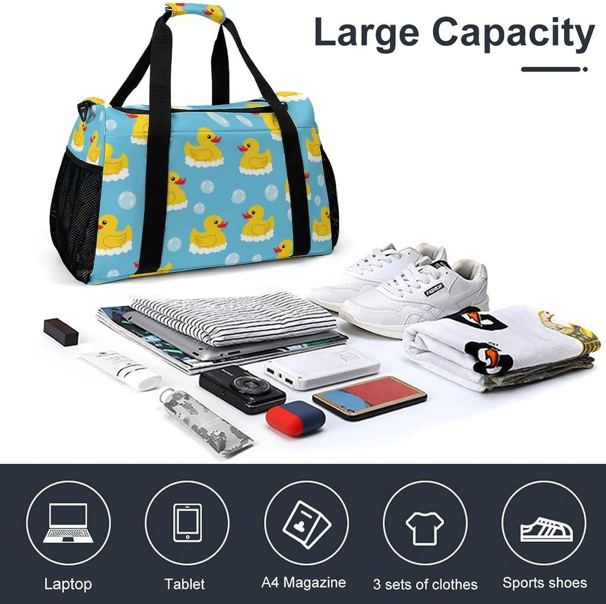 Travel and Gym Bag Duffel Easy Access Design Sports Weekender Overnight Carry On