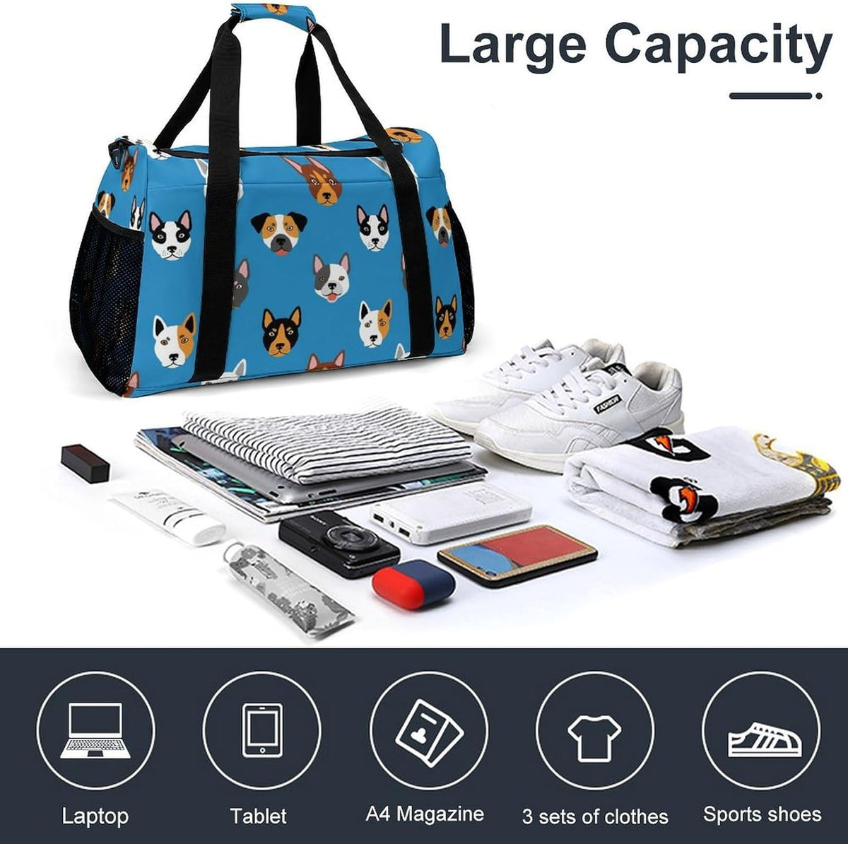 Travel and Gym Bag Duffel Easy Access Design Sports Weekender Overnight Carry On