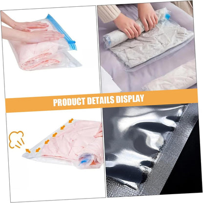 UKCOCO 12pcs Travel Compression Storage Bags Roll up Vacuum Cloth Bags Pa+pe 7-layer Reusable Space Saver for Clothing Luggage Packing