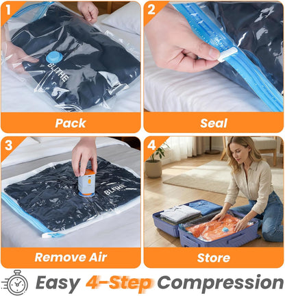 Travel Vacuum Storage Bags with Rechargeable Cordless Pump, 15-Pack Space Saver Bags for Suitcase & Luggage, Reusable Compression Bags in 3 Carry-On Sizes(16/20/24 Inch)
